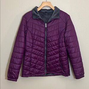 Free Country Purple Gray Quilted Puffer Jacket
